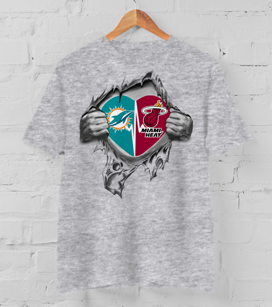 Miami Dolphins Miami Heat It's In My Heart T-Shirt