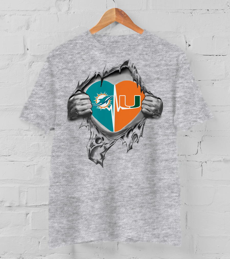 Dolphins Hurricanes Heartbeat Loyalty Miami Football Passion T-Shirt