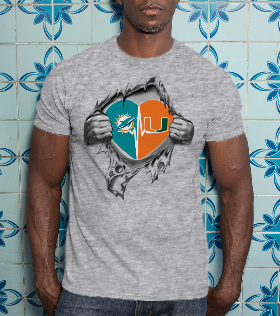 Dolphins Hurricanes Heartbeat Loyalty Miami Football Passion T-Shirt