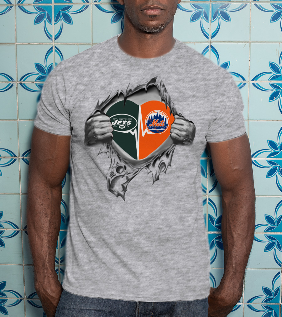 Jets Mets Heart New York Teams Fan Passion T-Shirt