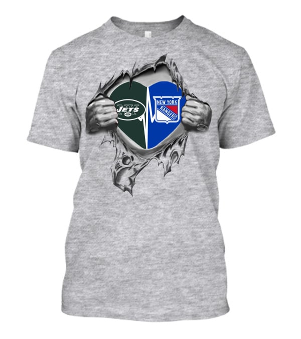Jets New York Rangers Heart Rip T-Shirt