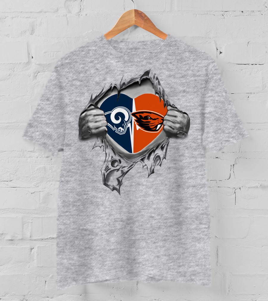 Rams Beavers Heart With Torn Hands T-Shirt
