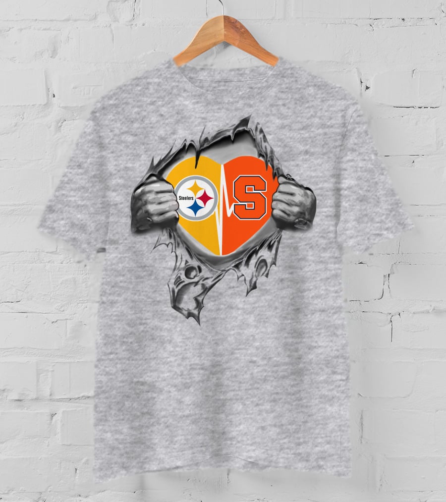Steelers Syracuse Heart Rip Football Passion T-Shirt