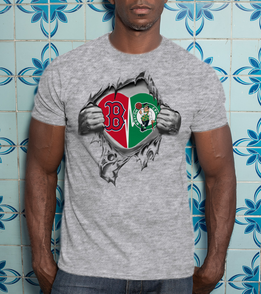 Boston Red Sox Celtics Heart Logo Passion T-Shirt