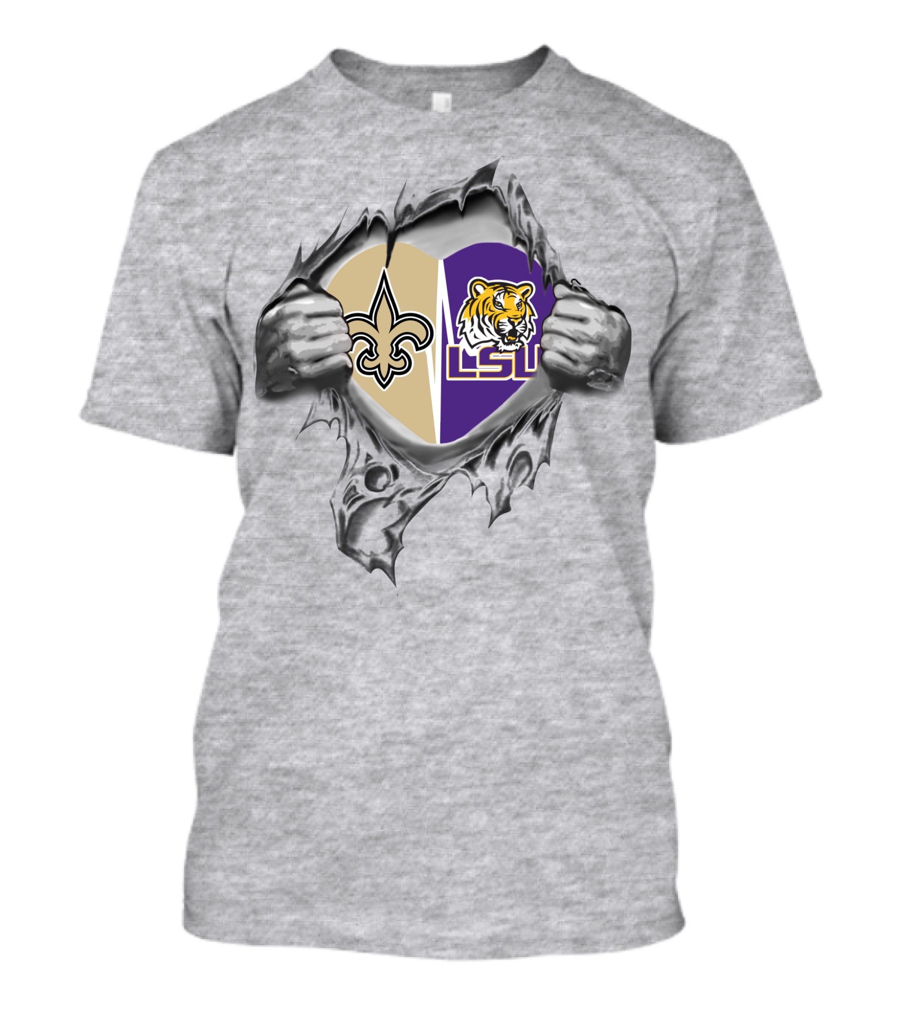 Saints LSU It's In My Heart New Orleans Fleur-de-Lis Tiger T-Shirt