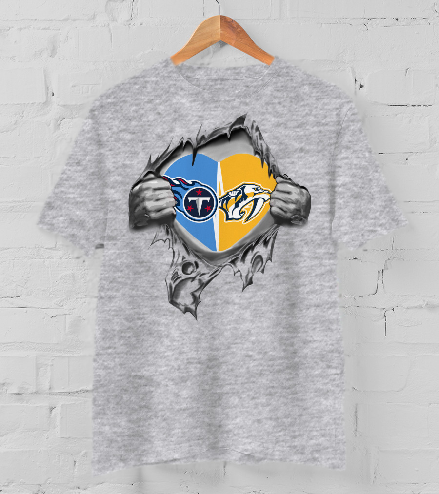 Tennessee Titans Nashville Predators Heart T-Shirt