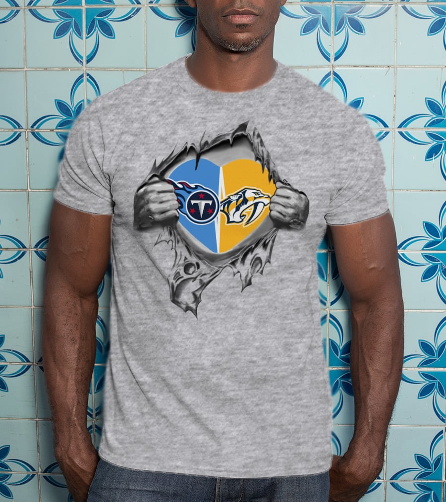 Tennessee Titans Nashville Predators Heart T-Shirt