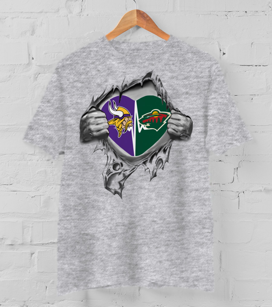 Vikings Wild Heart Split Logo Passion T-Shirt