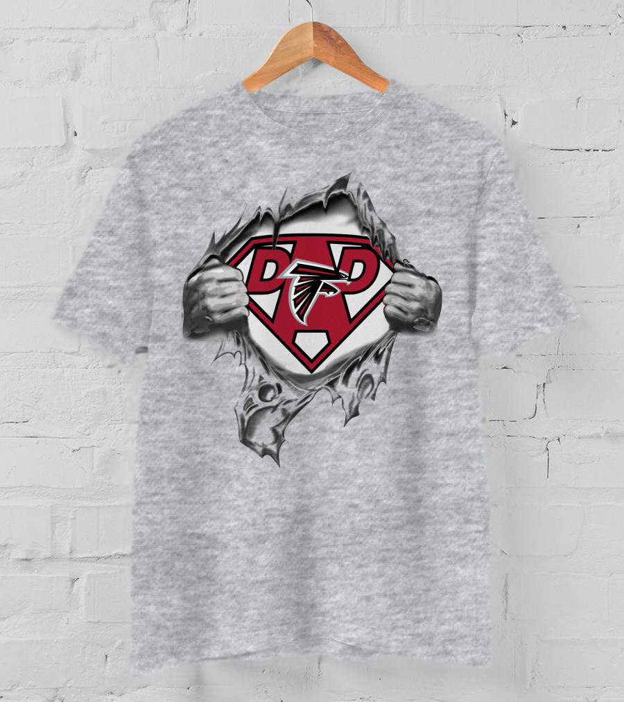 Falcons Super Dad Logo With Hero Symbol And Ripped T-Shirt