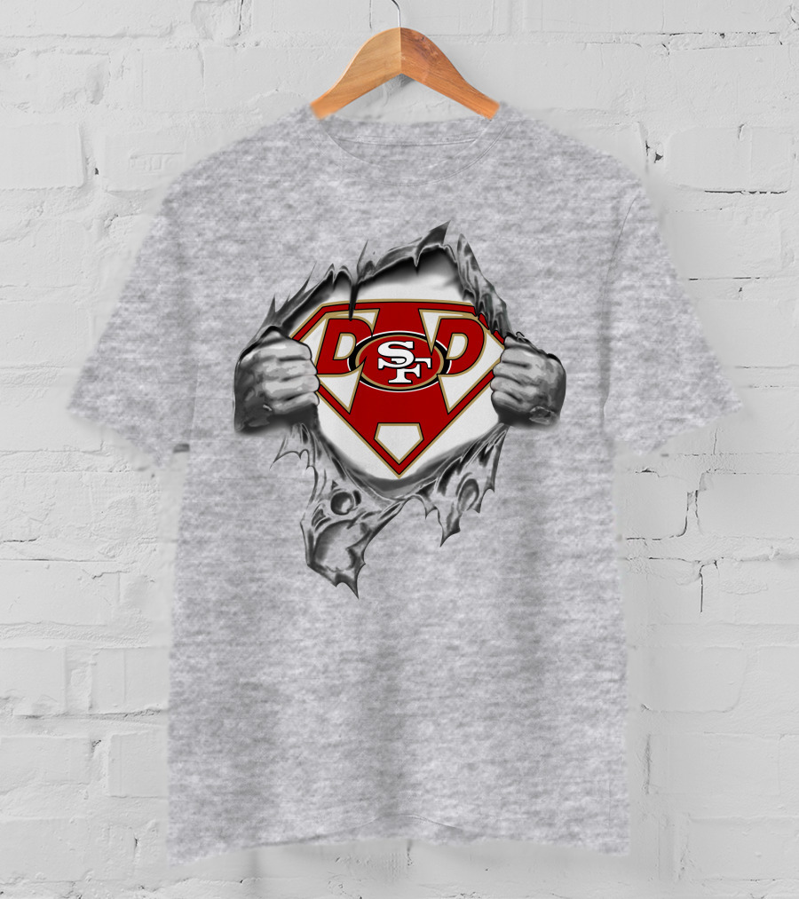 49ers Super Dad Breaking Through Superhero Logo Sf T-Shirt