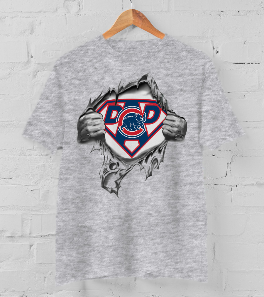Chicago Cubs Dad Super Logo Tear Reveal T-Shirt