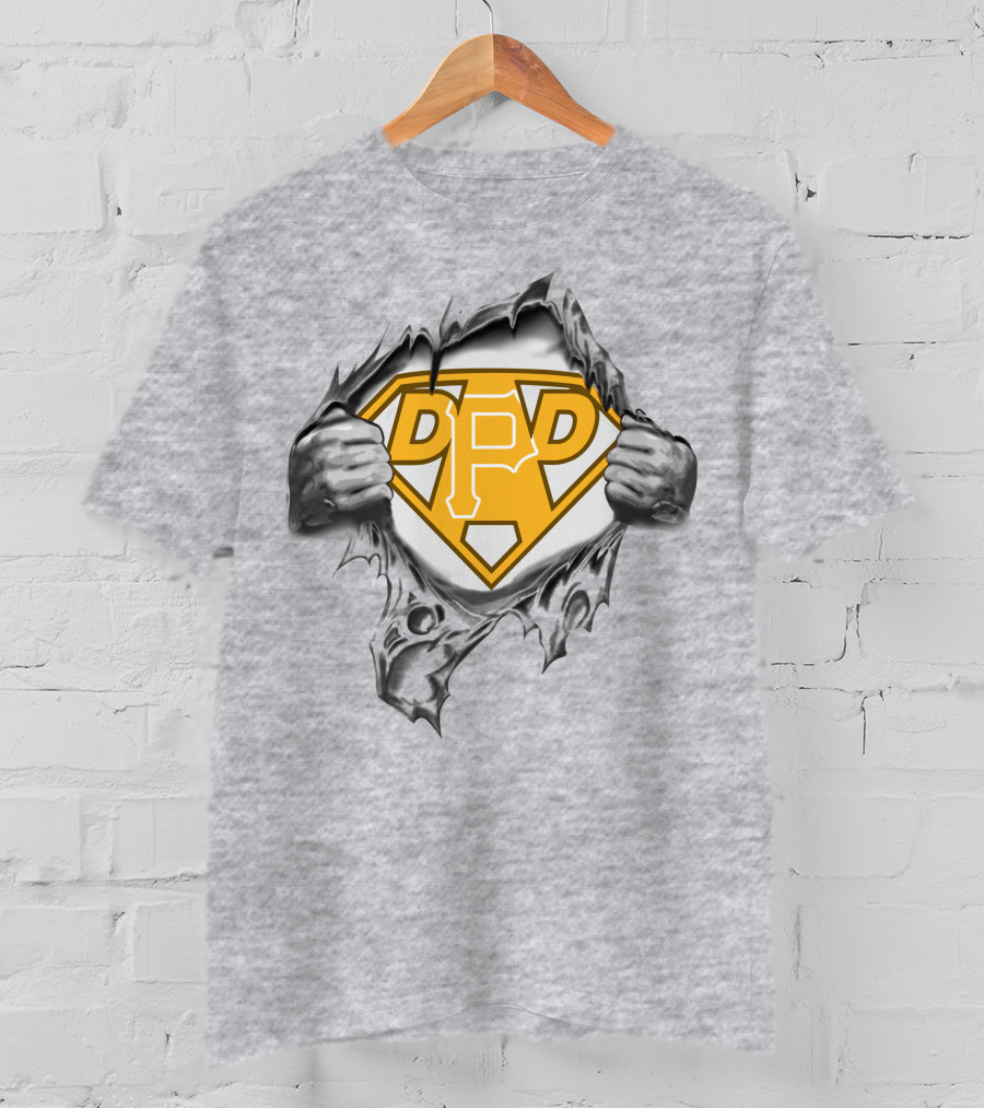 Pittsburgh Pirates Super Dad Logo Design With Ripped Chest Graphic Featuring Team Symbol T-Shirt