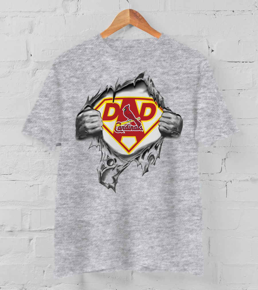 St Louis Cardinals Dad Superhero Logo Burst T-Shirt