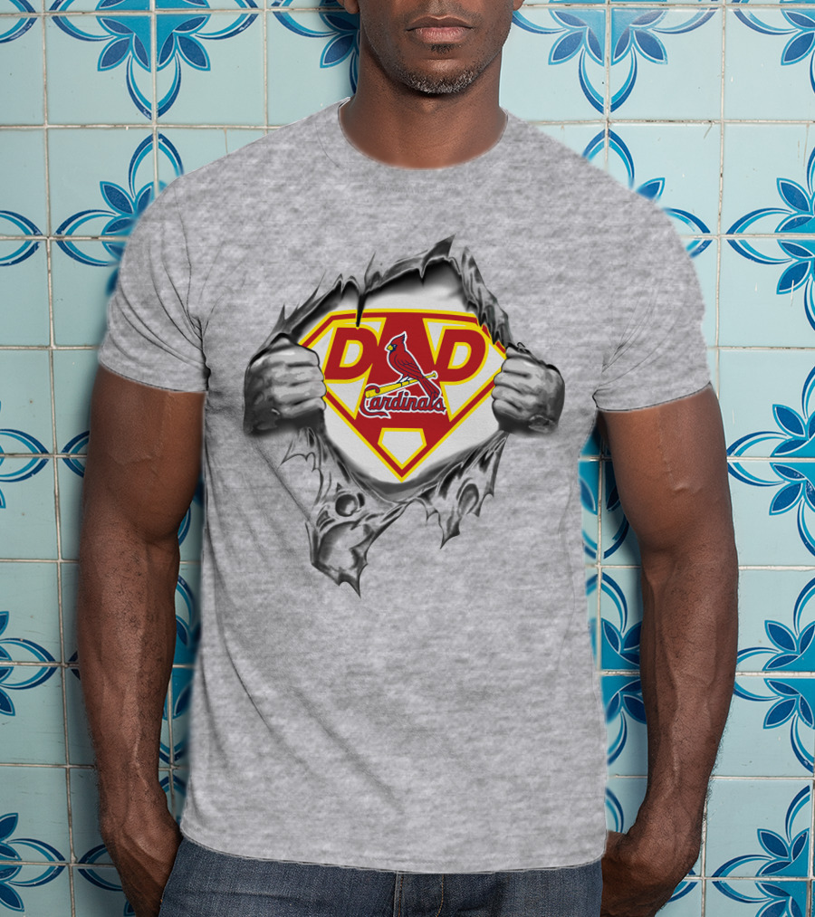St Louis Cardinals Dad Superhero Logo Burst T-Shirt
