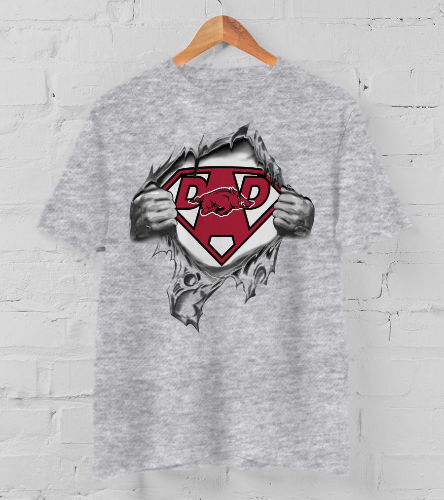 Arkansas Razorbacks Dad Superhero T-Shirt