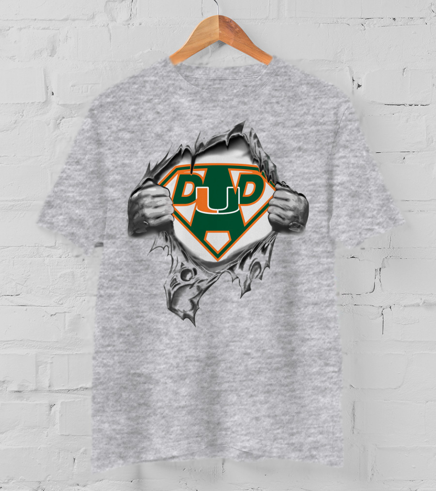 Miami Hurricanes Dad Superman Logo Super Dad T-Shirt