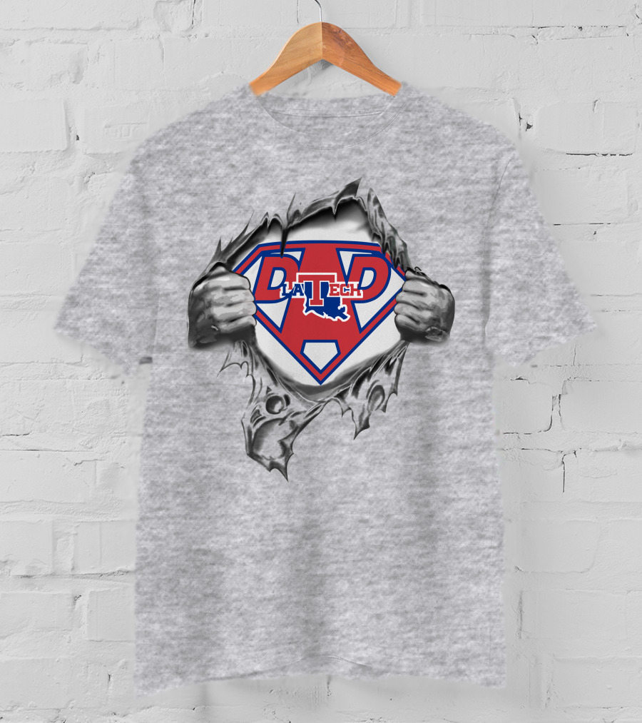 Louisiana Tech Super Dad Hero Emblem With La Tech T-Shirt