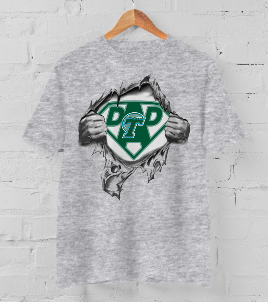Tulane Green Wave Super Dad T Logo With Torn T-Shirt