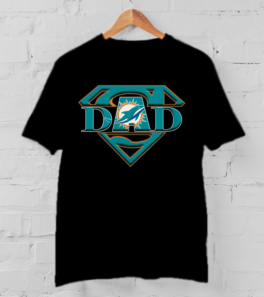 Dolphins Super Dad Superman Miami Football T-Shirt