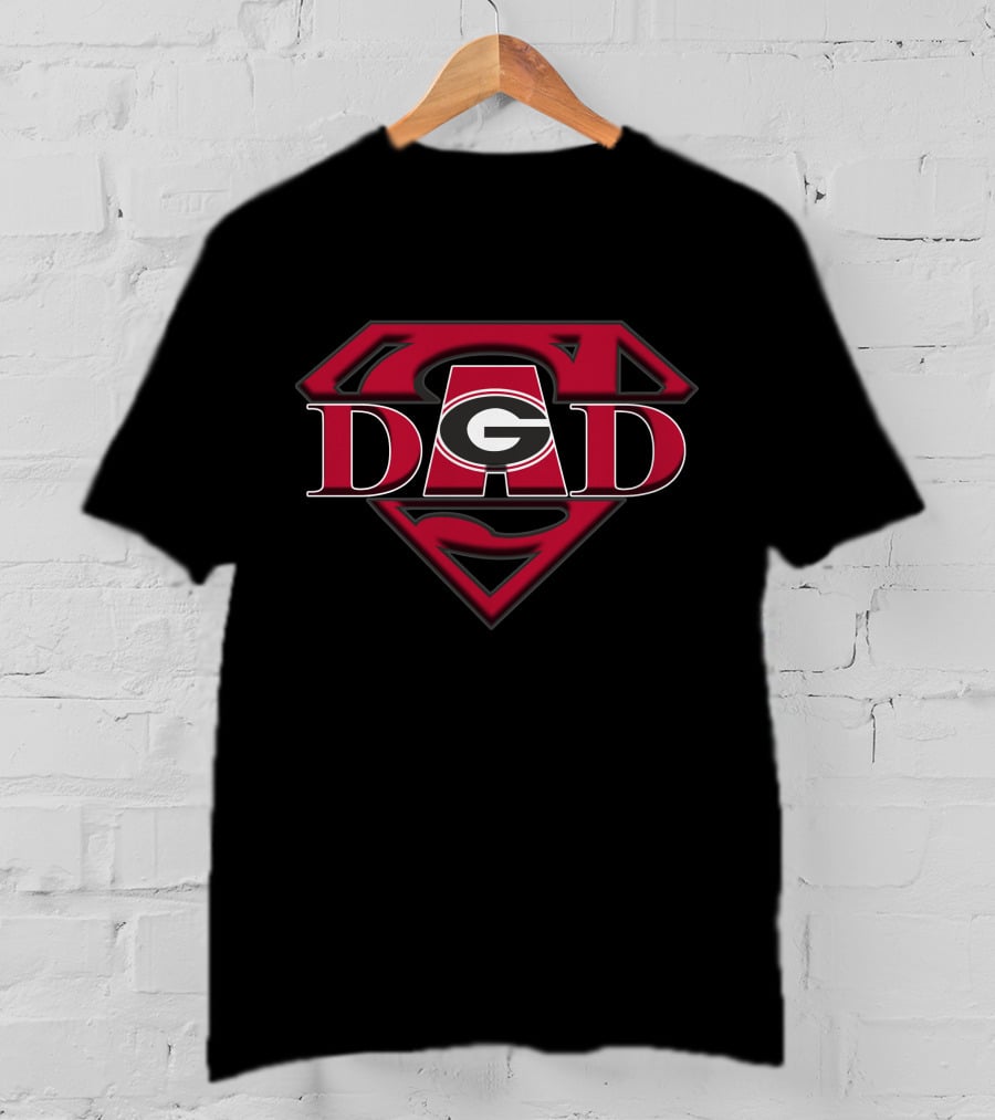 Georgia Bulldogs Super Dad Logo Superman Shield T-Shirt