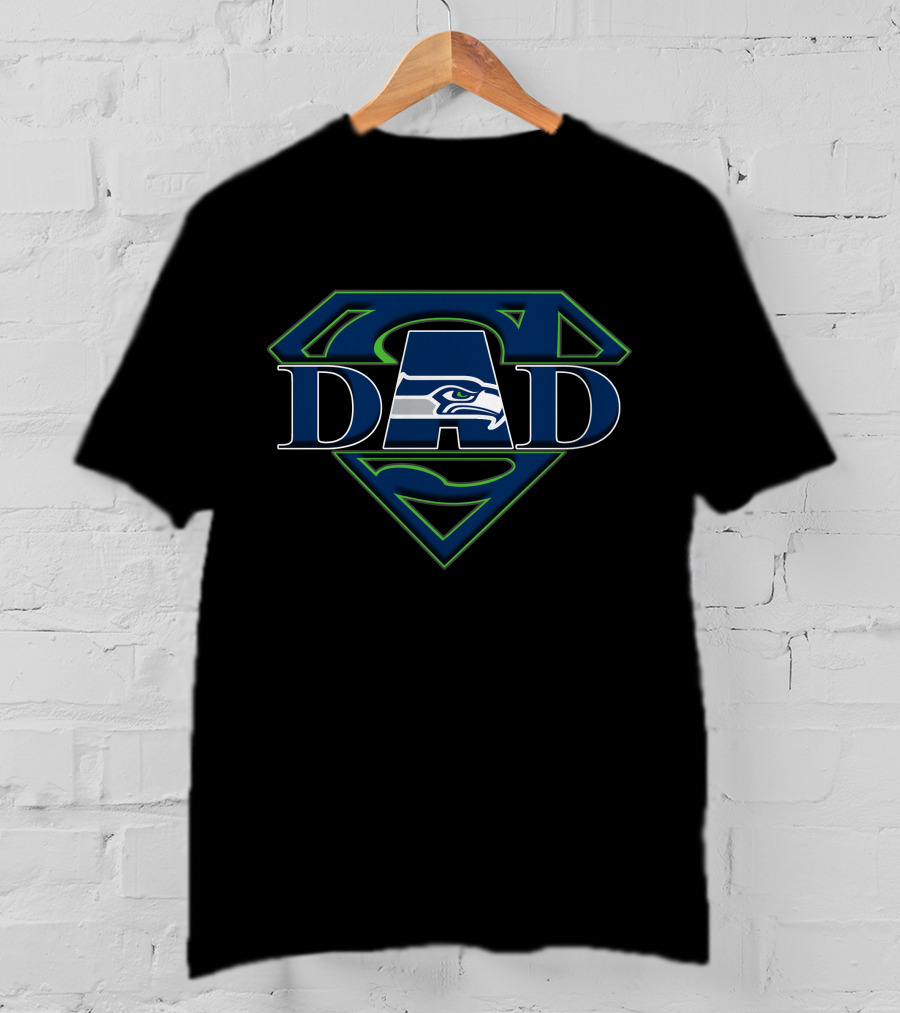Seahawks Super Dad Logo With Superman T-Shirt