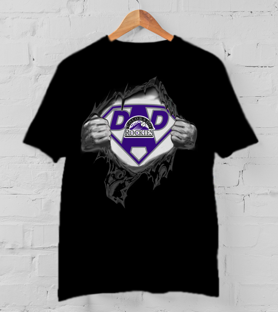 Colorado Rockies Dad Superhero Emblem T-Shirt