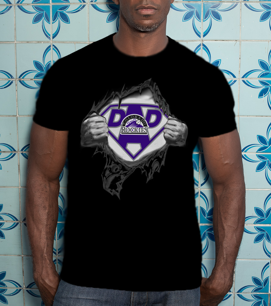 Colorado Rockies Dad Superhero Emblem T-Shirt