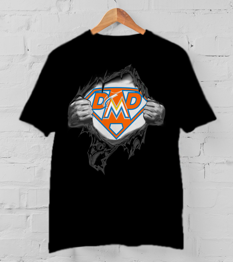 Miami Marlins Super Dad Hero Logo Superman Edition T-Shirt