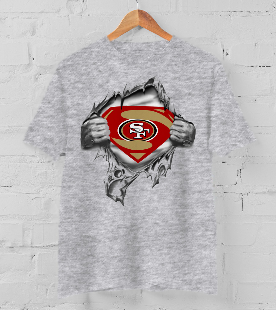 49ers Sf Logo Super Man Chest Rip T-Shirt