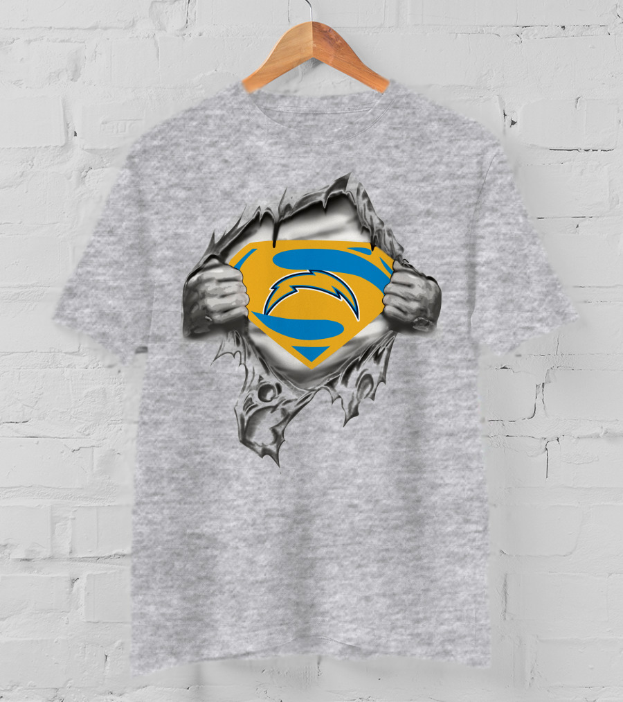 Chargers Superman Logo With Lightning Bolt T-Shirt