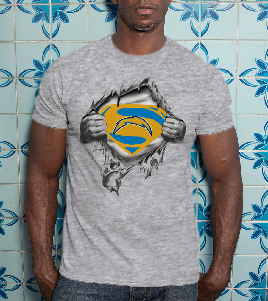 Chargers Superman Logo With Lightning Bolt T-Shirt