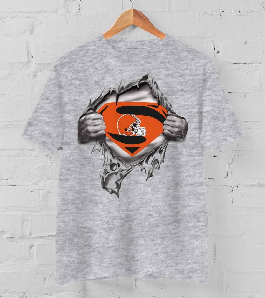 Indian Browns Super Man Cleveland Football Emblem Reveal T-Shirt