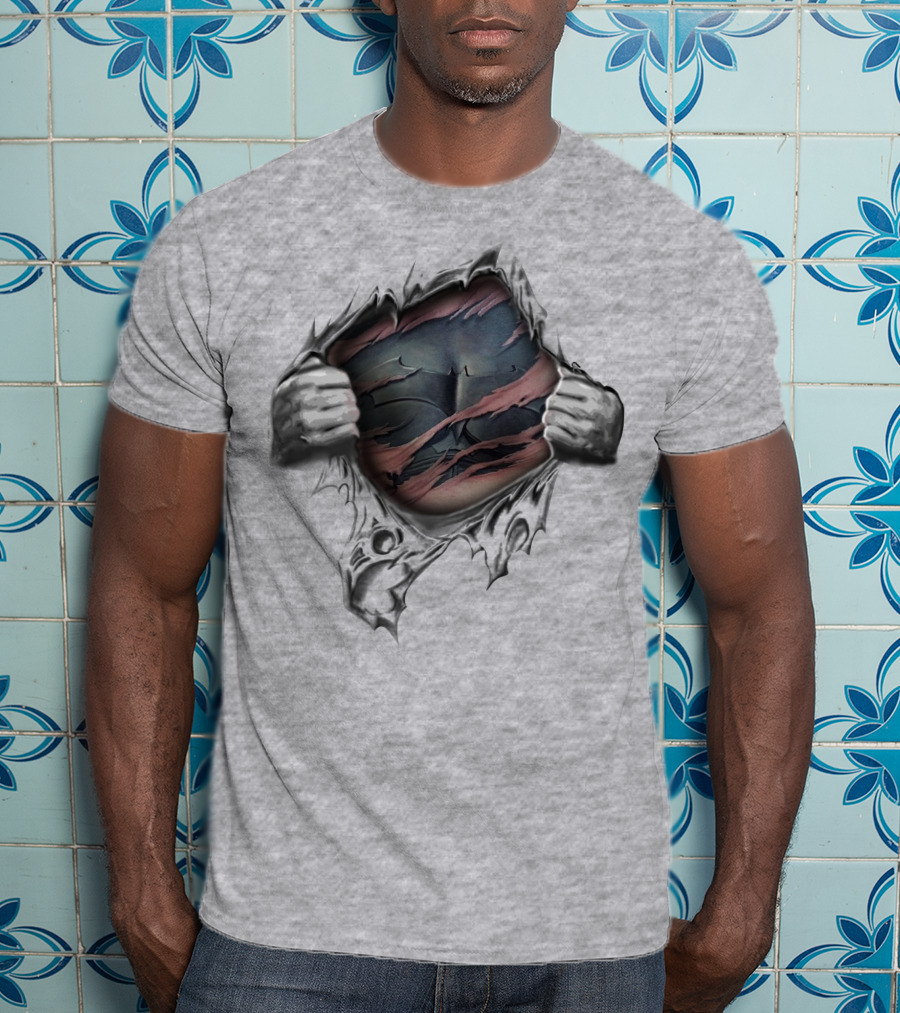 Batman Ripped Logo Reveal With Torn Fabric And Hands T-Shirt
