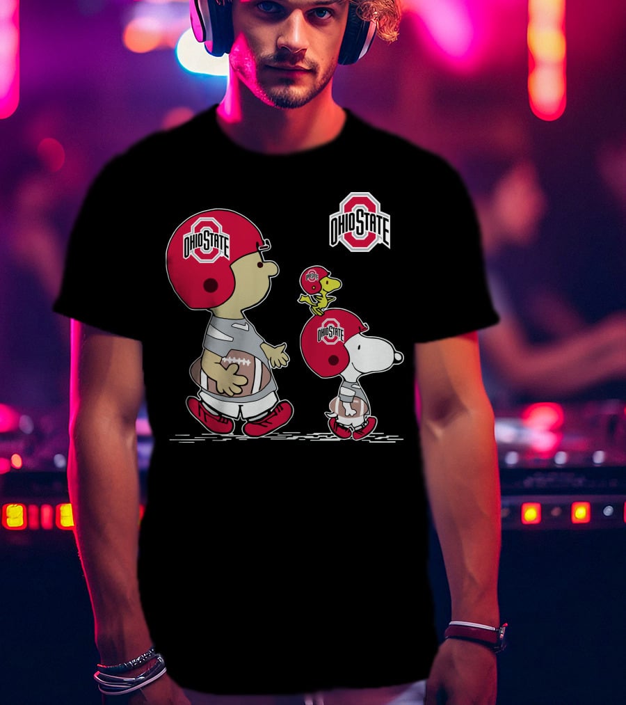 Ohio State Snoopy And Woodstock Football Helmets T-Shirt