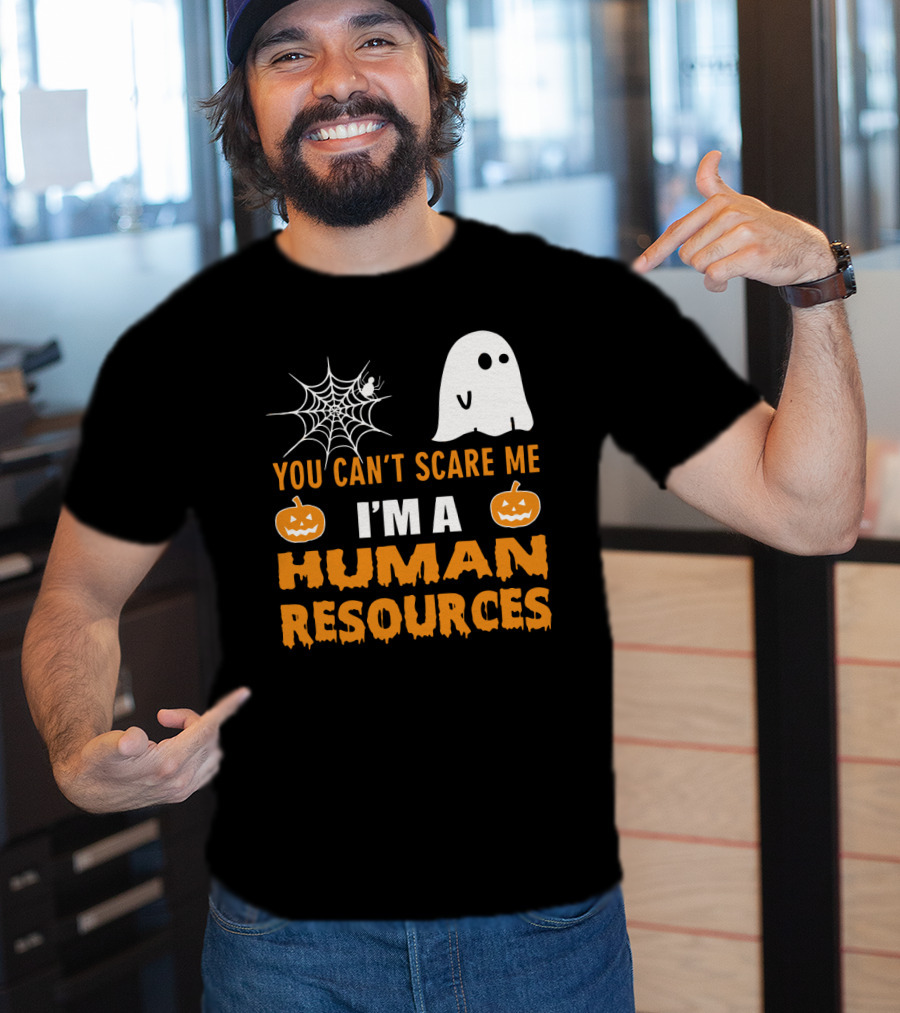 You Can't Scare Me I'm A Human Resources Halloween Spider Pumpkin Ghost T-Shirt