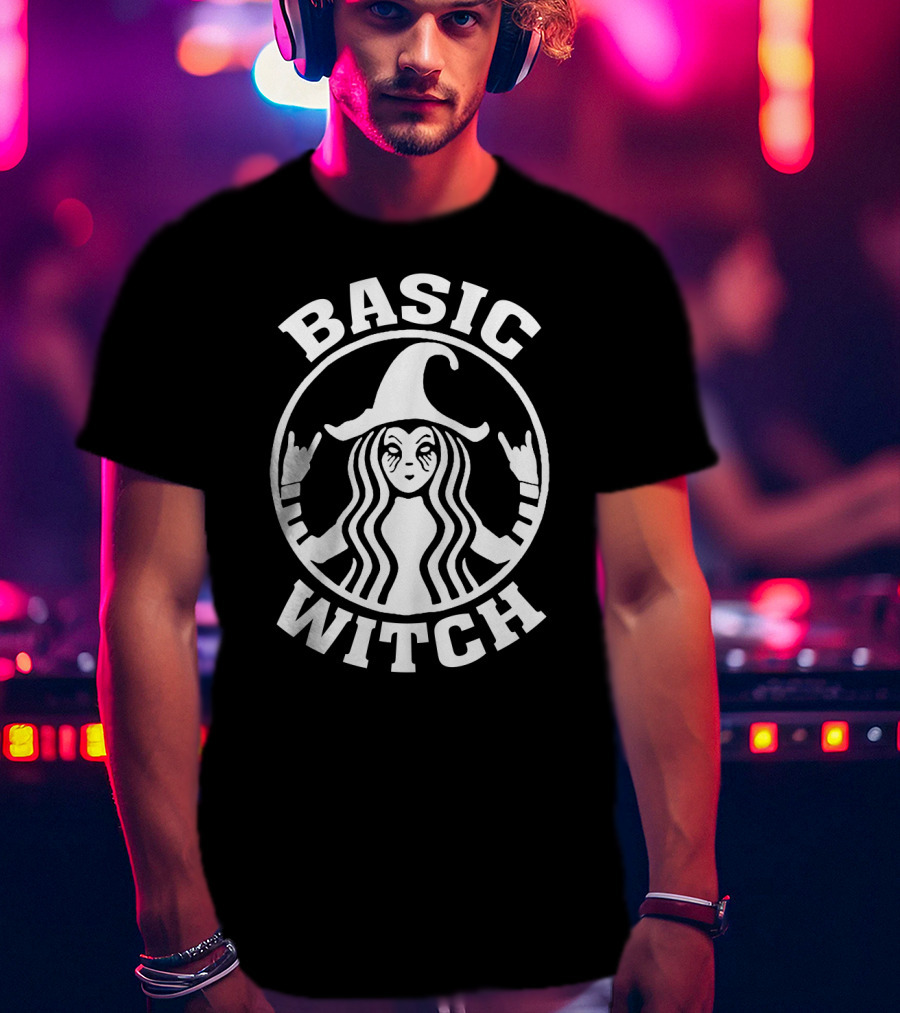 Basic Witch Starbucks Coffee Parody Halloween Magic T-Shirt