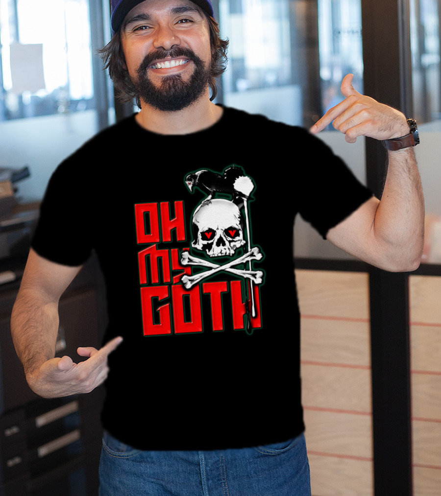 Oh My Goth Skull With Raven And Crossbones Halloween T-Shirt