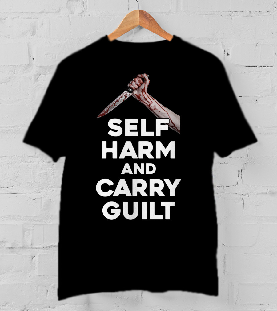 Halloween Self Harm And Carry Guilt Bloody Knife T-Shirt