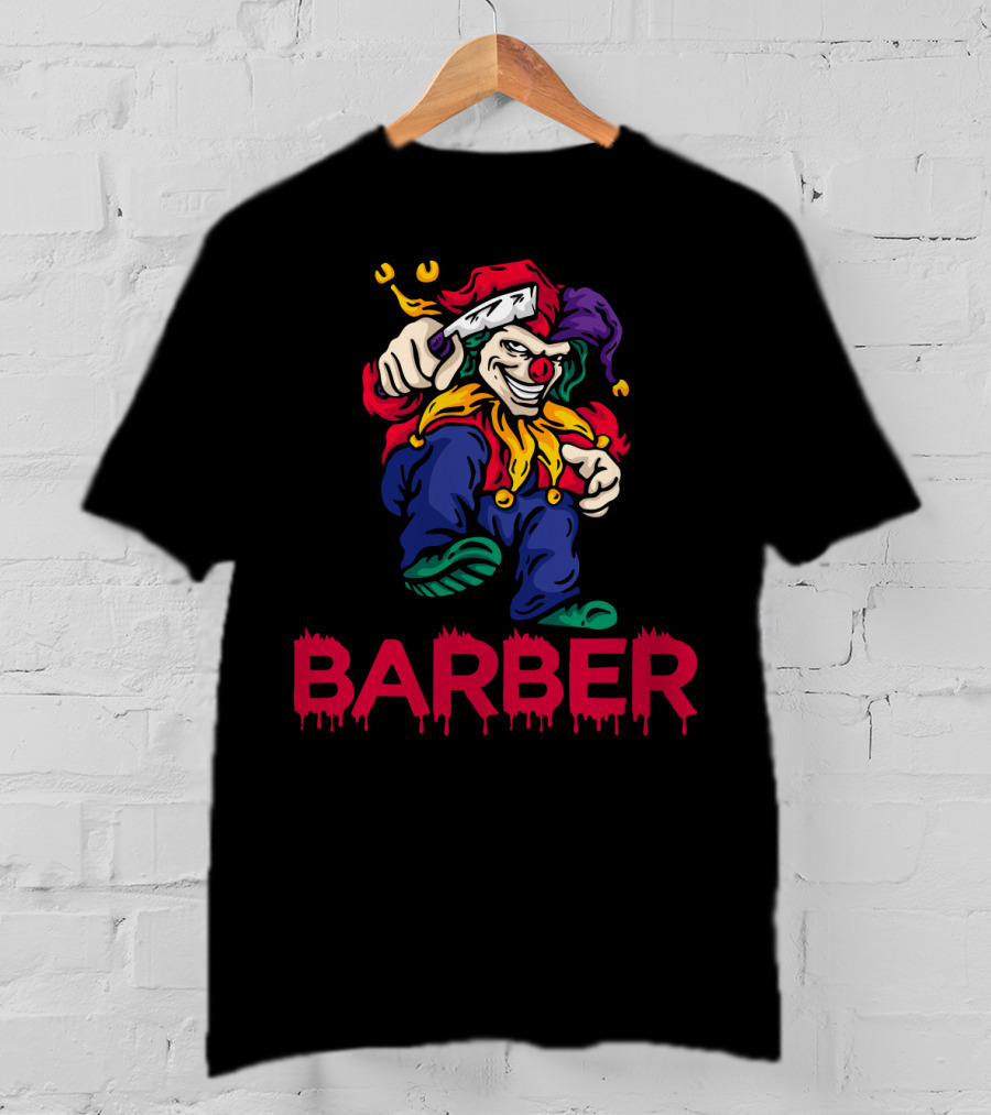 Barber Clown Halloween Razor Art T-Shirt