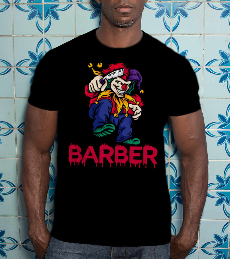 Barber Clown Halloween Razor Art T-Shirt