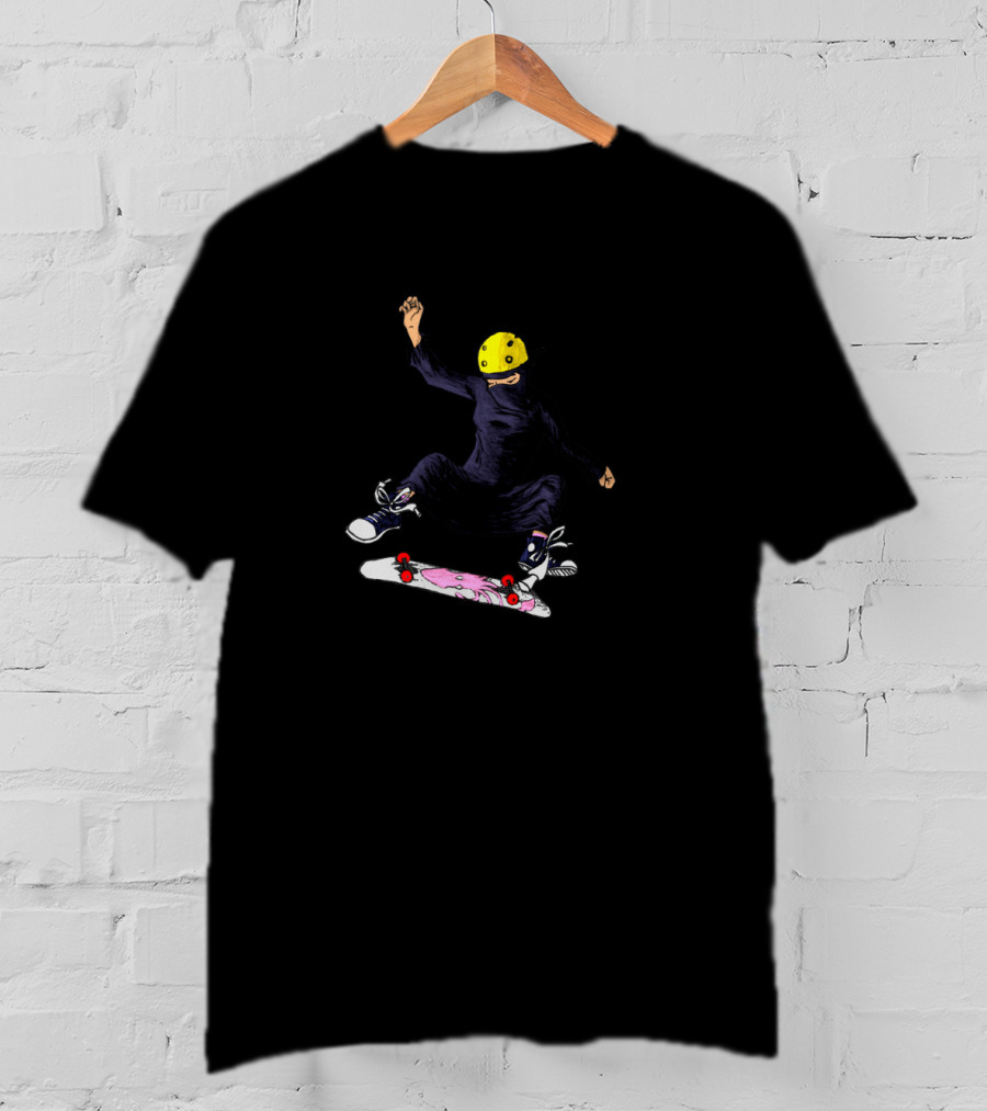 Halloween Skateboard Radical Islam Flying Trick Yellow Helmet T-Shirt