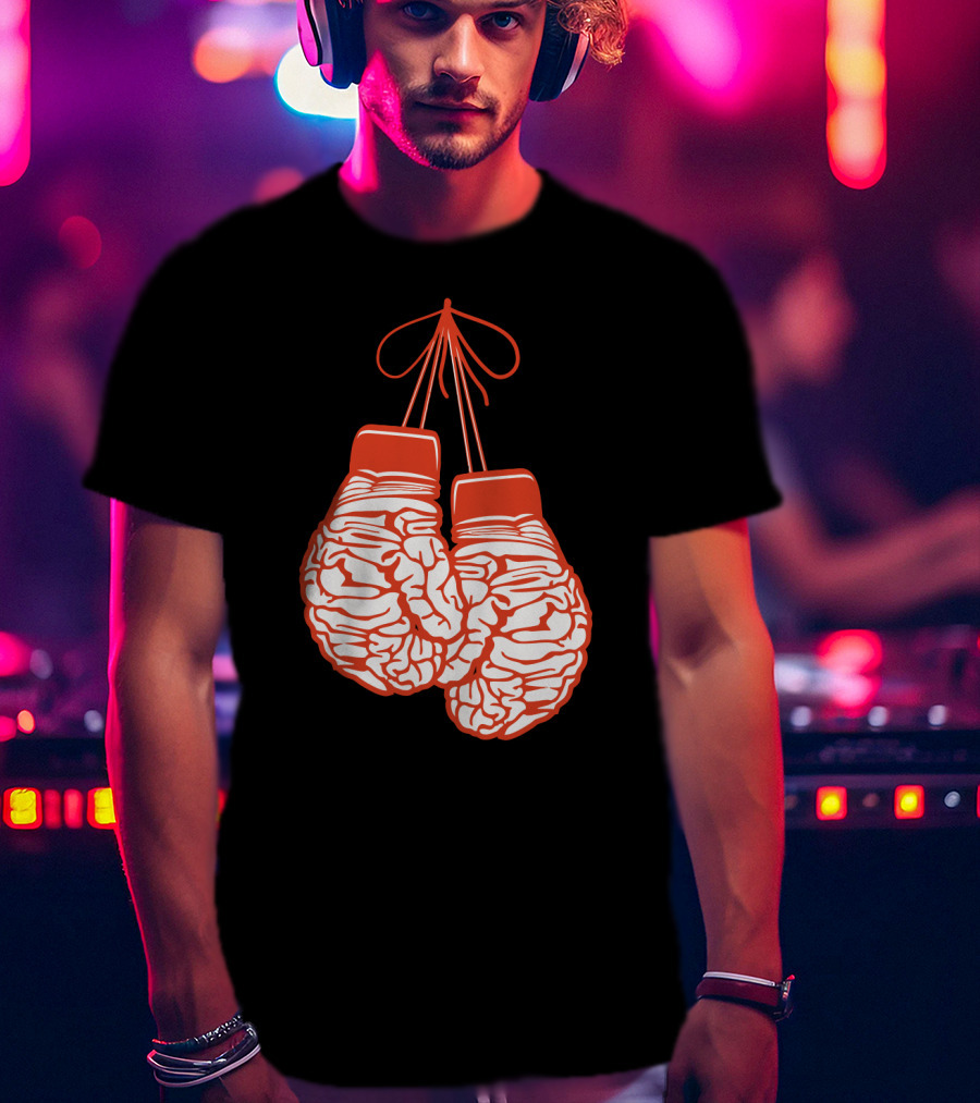 Brain-Shaped Boxing Gloves Boxer Brain Training Gym T-Shirt
