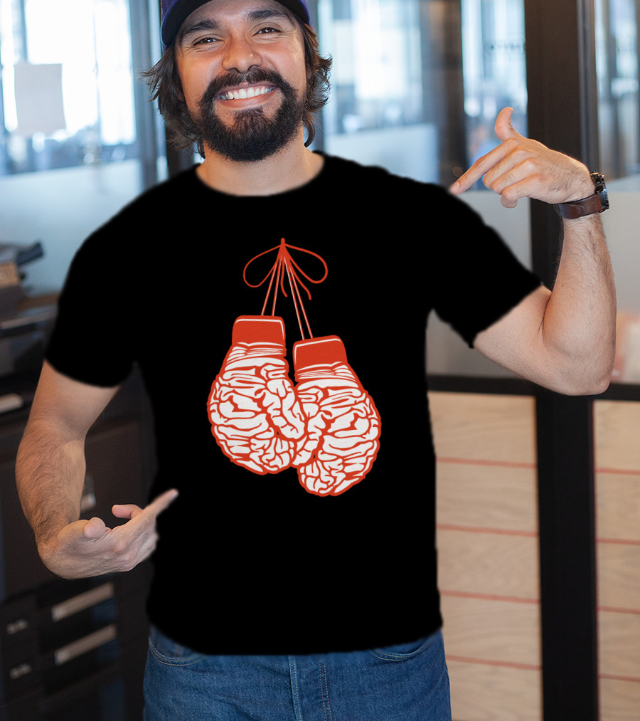 Brain-Shaped Boxing Gloves Boxer Brain Training Gym T-Shirt