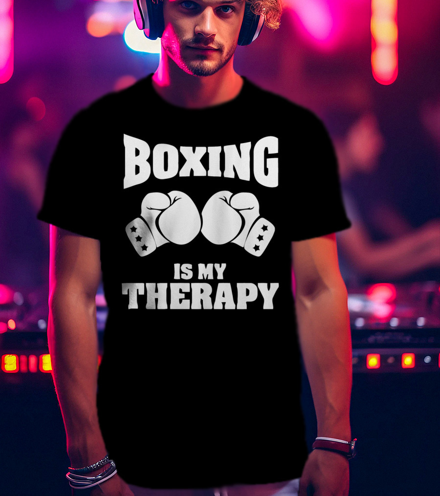 Boxing Gloves Icon Boxing Is My Therapy T-Shirt