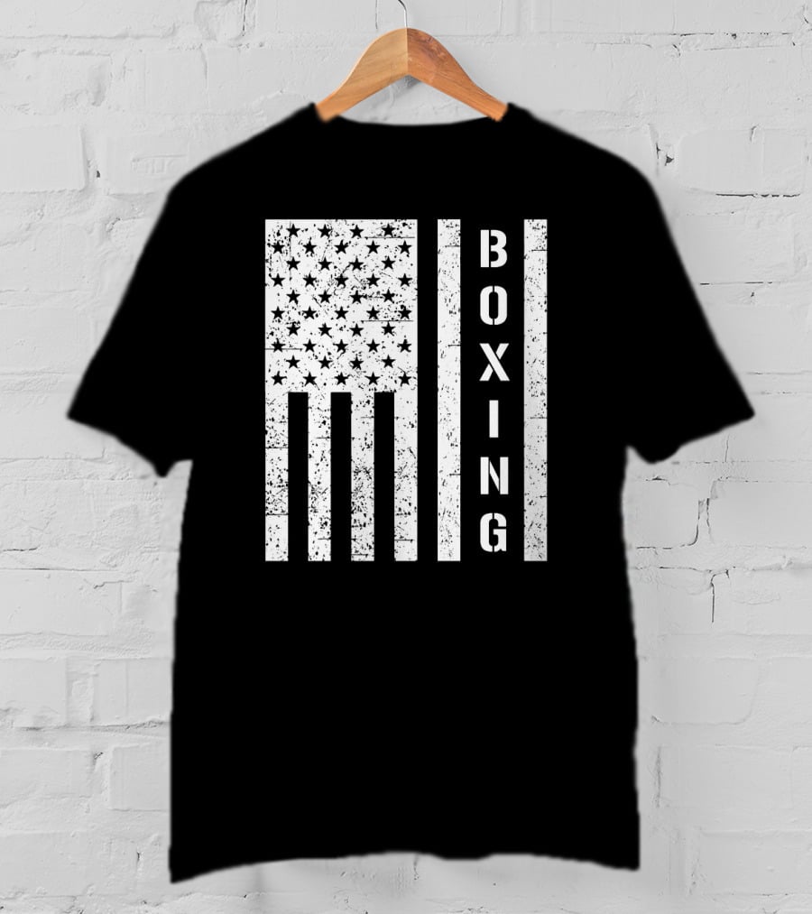 Boxing Vertical Stars Stripes USA Flag T-Shirt