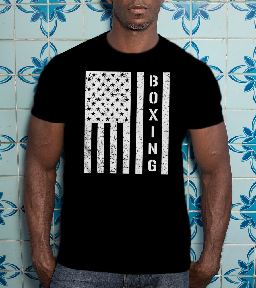 Boxing Vertical Stars Stripes USA Flag T-Shirt