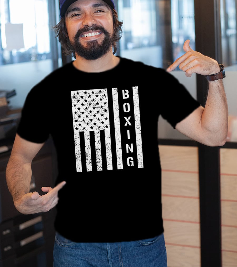 Boxing Vertical Stars Stripes USA Flag T-Shirt