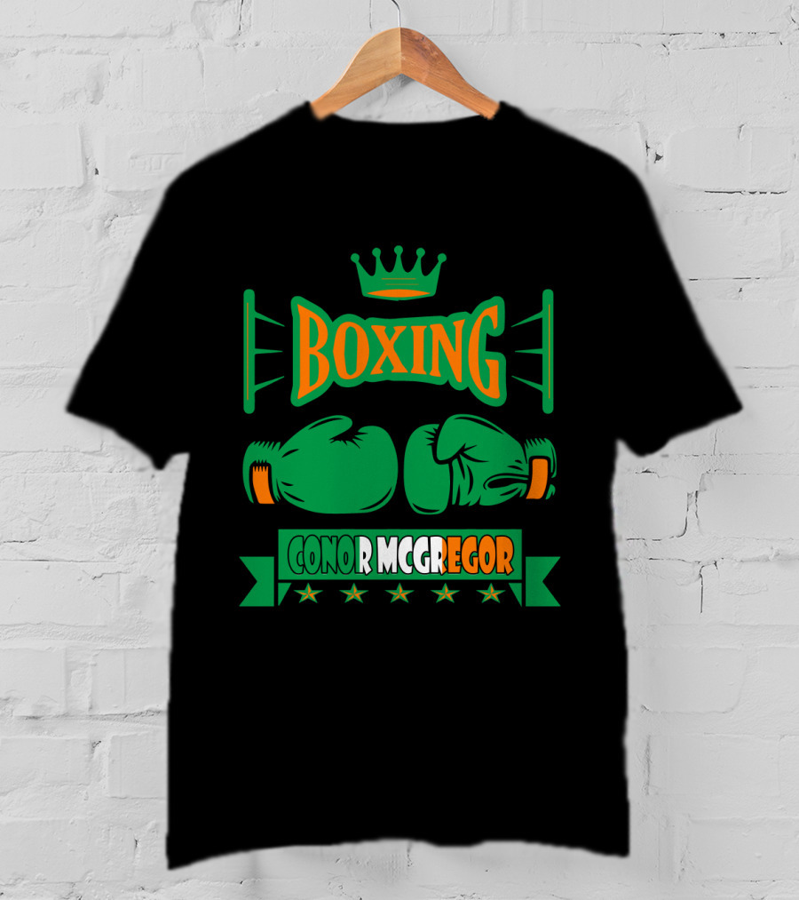 Boxing Conor Mcgregor Green Gloves Crown Stars T-Shirt