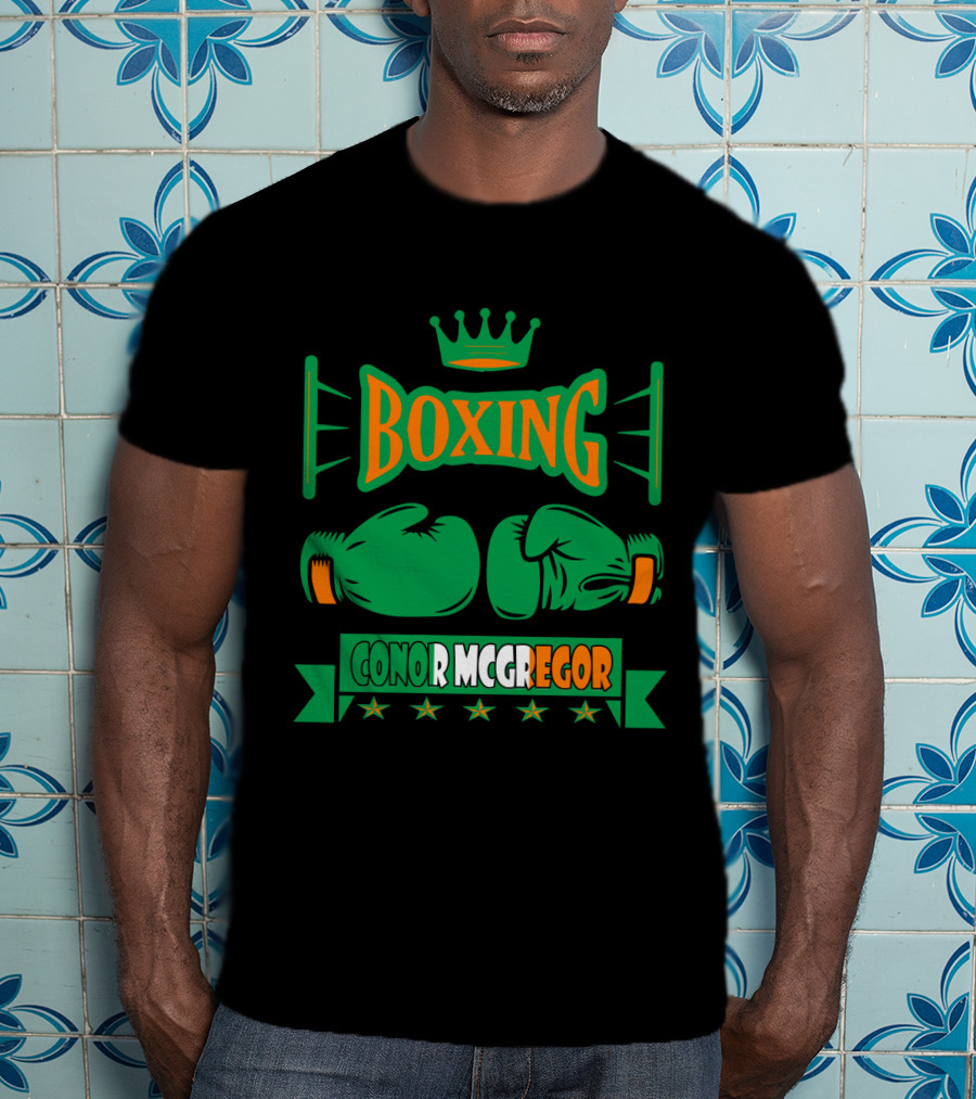 Boxing Conor Mcgregor Green Gloves Crown Stars T-Shirt