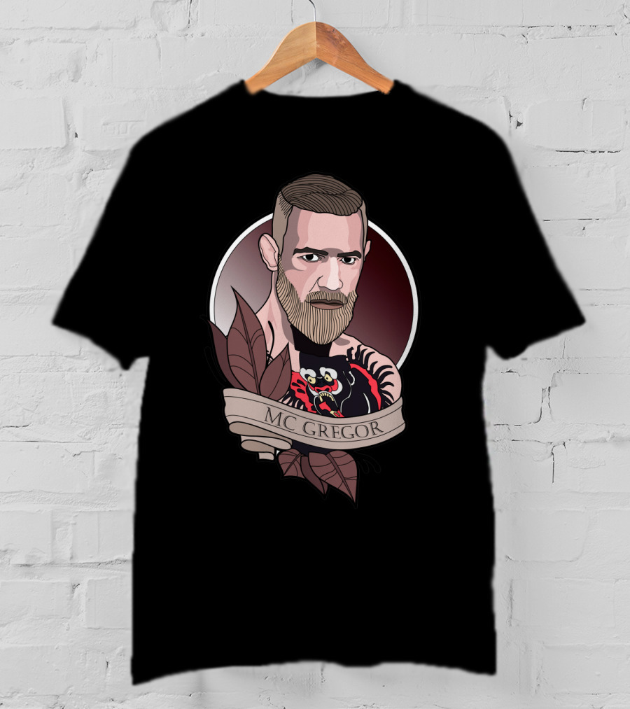 Conor Mcgregor Tattoo Illustration With Banner T-Shirt